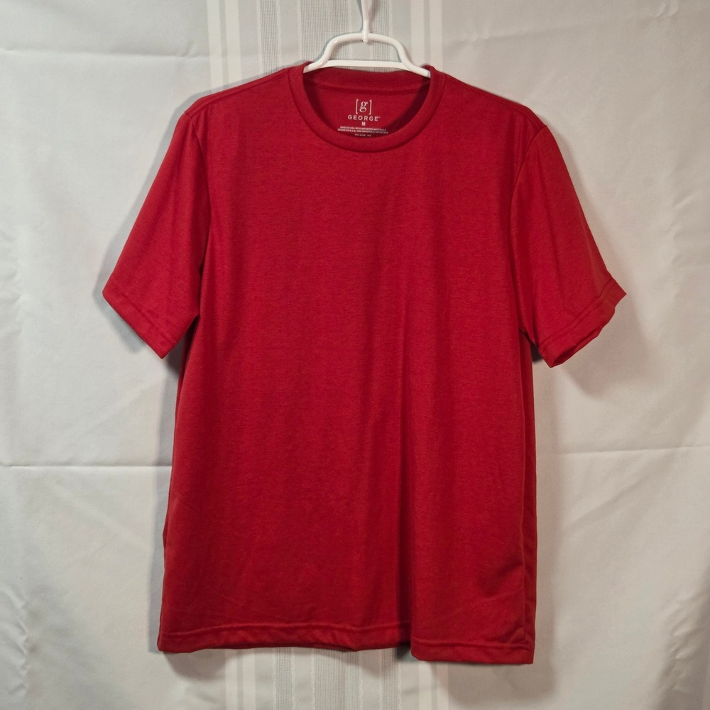 George T-Shirt Mens M Red Short Sleeve Solid Crew Neck Recycled Blend Tee